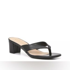 Unisa Size 7.5 BLACK Leather Thong Block Kitten Heel Slip On Sandal - Ally 2